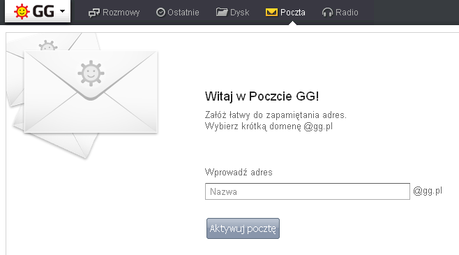 Rejestracja konta w Poczcie GG