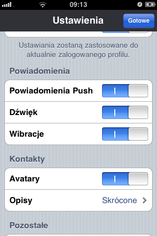 Ustawienia powiadomień