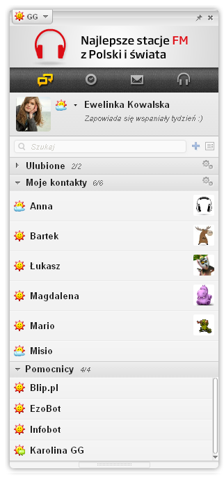 Widok listy kontaktów - Boty GG