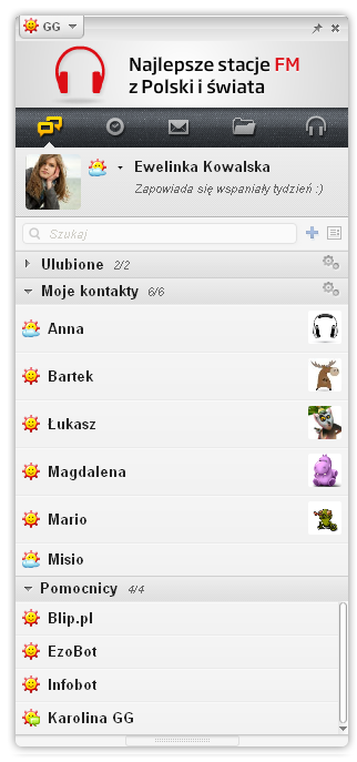 Widok listy kontaktów - Boty GG