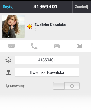 Widok możliwości ignorowania kontaktu z listy kontaktów po wejściu do edycji na iPhone