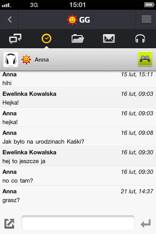 iPhone - Okno rozmowy GG iPhone - Okno rozmowy GG