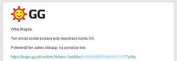 Potwierdzenie rejestracji Potwierdzenie rejestracji