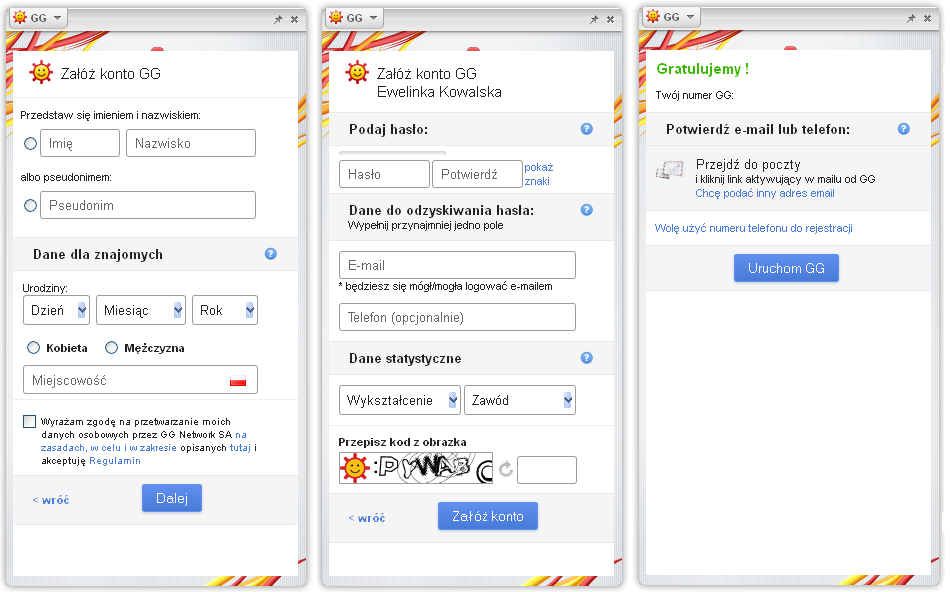 Proces rejestracji