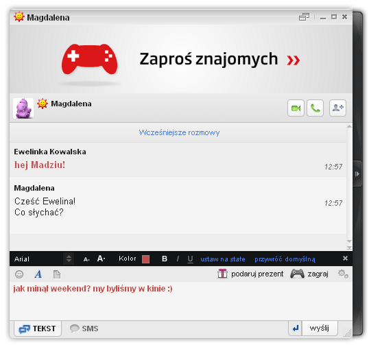 Zmiana czcionki w oknie rozmowy w komunikatorze na komputerze