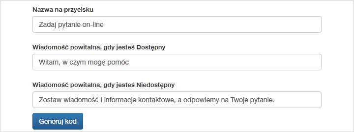 Wpisz nowe treści w odpowiednie okienka tekstowe GG Czata